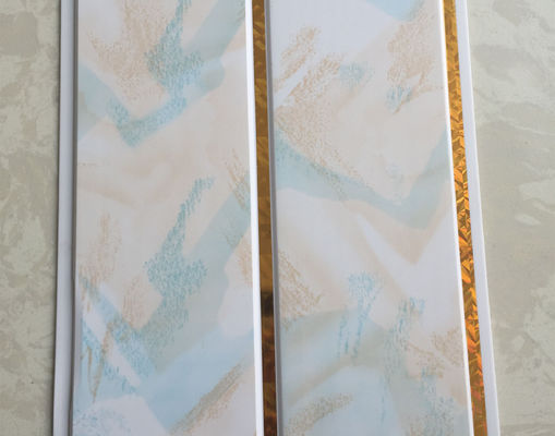 20cm 폭 중간 홈 PVC 천장 패널 욕실용 방수 보드 / 황금색 라인이 있는 방수 욕실 천장 패널