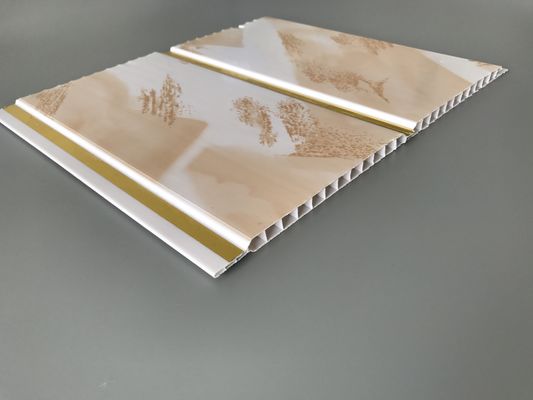 대리석 디자인 PVC 패널 천장 및 벽 내부 장식 재료 넓은 황금 선 방수 벽 패널 욕실 클래싱 250mm