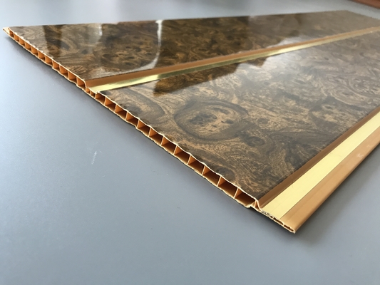 2개의 황금 선 비 가연물 특징을 가진 7mm 간격 천장 PVC 패널 